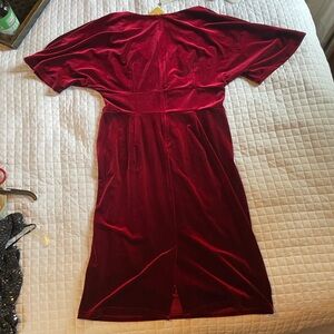 Gown Town Dark Red Velvet midi party dress